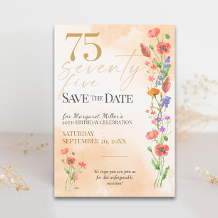 Save The Date Douce Wildflower 75e Anniversaire pour Elle - 75 A