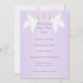 Save The Date Doves Design Mariage couleur Lilac