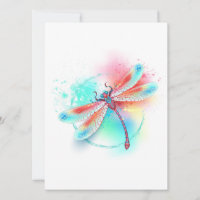Dragonfly rouge sur l'arrière - plan aquarelle