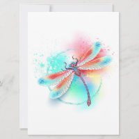 Dragonfly rouge sur l'arrière - plan aquarelle