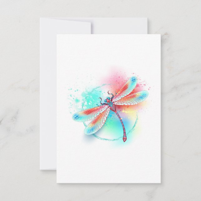 Save The Date Dragonfly rouge sur l'arrière - plan aquarelle (Devant)