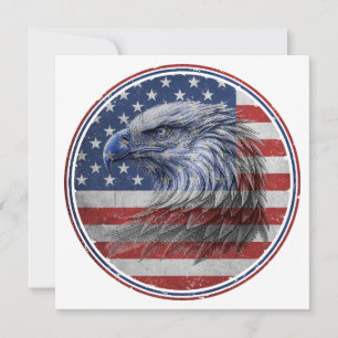 Save The Date Drapeau américain vintage en détresse Aigle