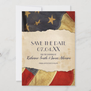 Save The Date Drapeau du Mariage militaire patriotique Old USA