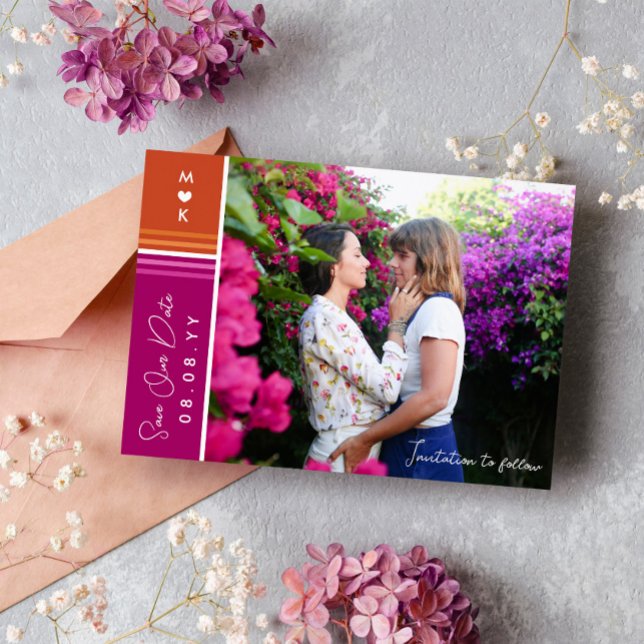 Save The Date Drapeau lesbienne romantique Mariage photo (Créateur téléchargé)
