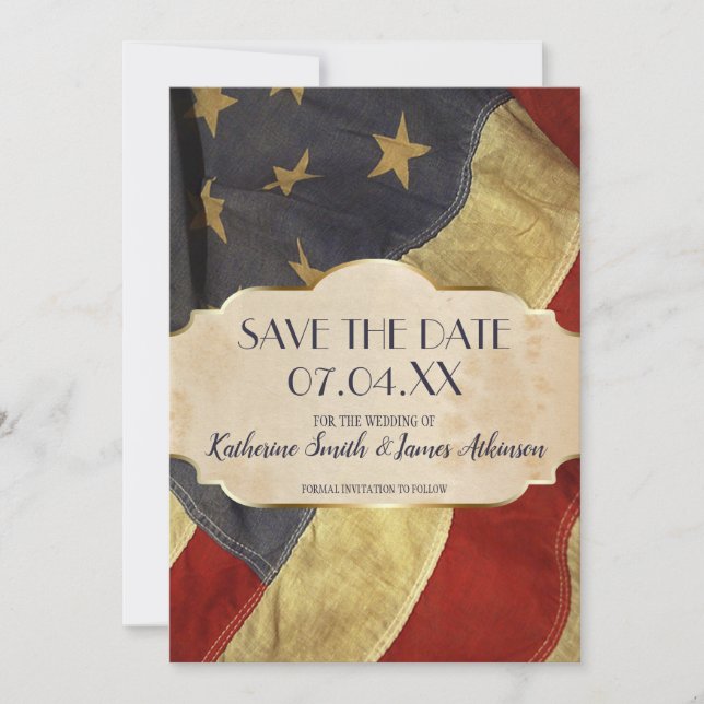 Save The Date Drapeau Vintage du Mariage militaire (Devant)