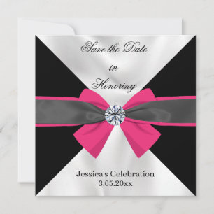 Save The Date Draperie classique en noir et blanc avec Bow magen
