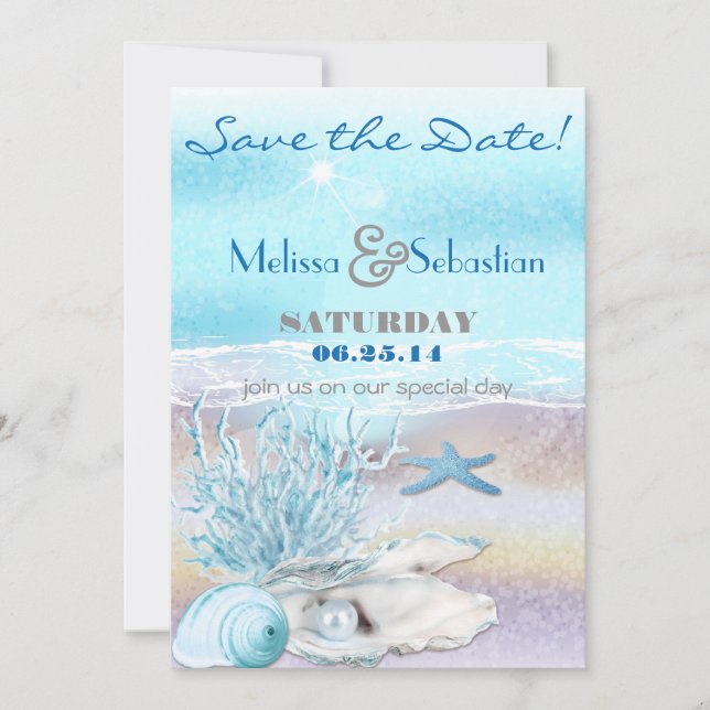 Save The Date Dream Shore Beach Dk Mariage TurquoiseEnregistrer  (Devant)