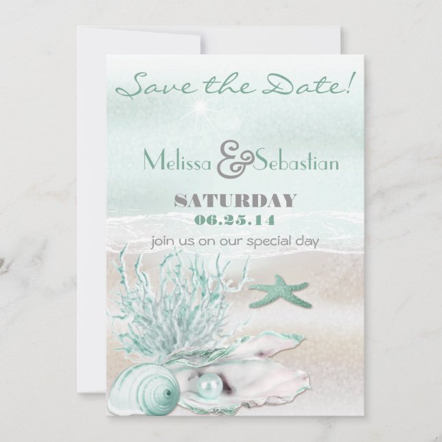Save The Date Dream Shore Beach GreenWedding Sauvez la date (Devant)