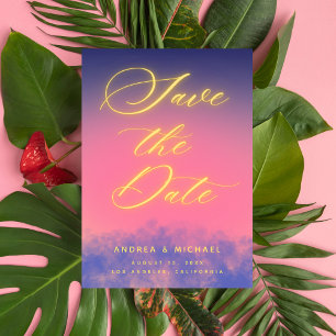 Save The Date Dreamsunset Sky & Neon Photo QR Code Mariage