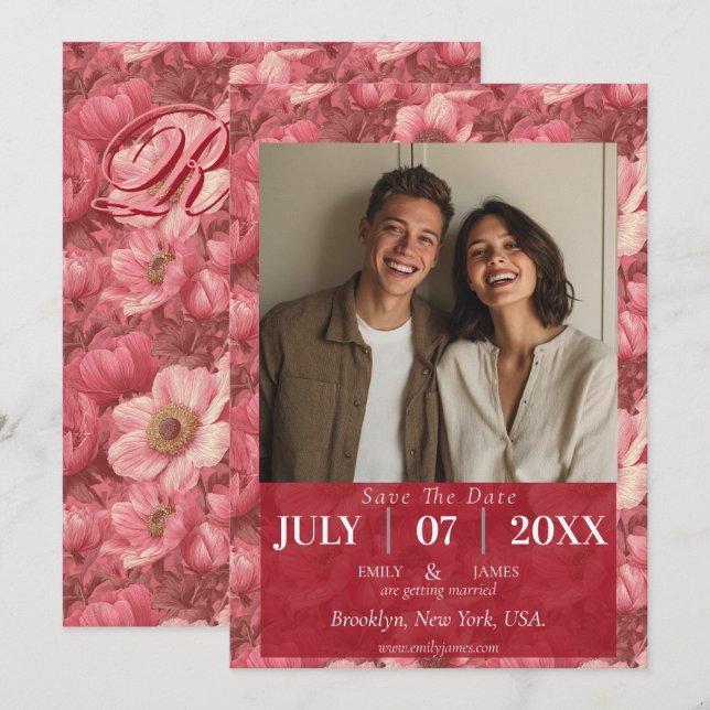 Save The Date Dreamy Anemones Inspired Outdoor Wedding (Devant / Derrière)