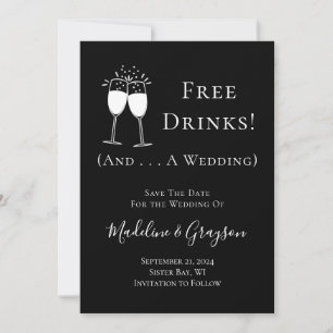 Save The Date Drôle boissons gratuites et un mariage Enregistrer