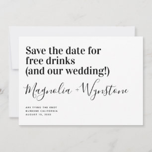 Save The Date Drôle Boissons Gratuites Mariage Enregistrer La Da