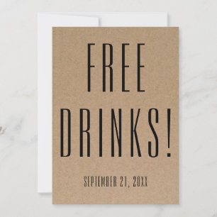 Save The Date Drôle Boissons Libres Mariage Kraft Enregistrer La