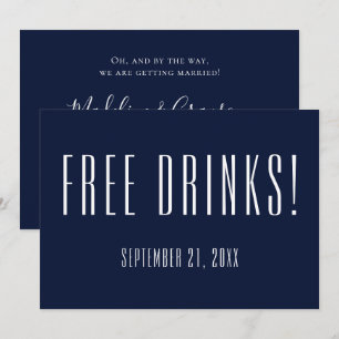 Save The Date Drôle Boissons Libres Marine Blue Wedding Enregist