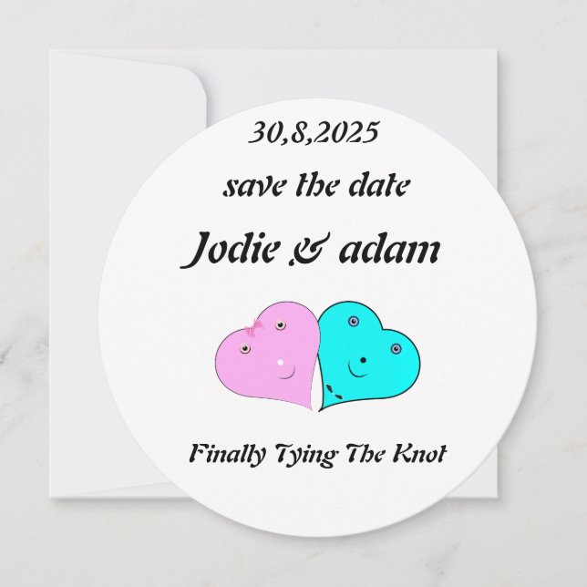 Save The Date drôle coeur de m & mrs (Devant)