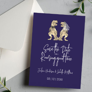 Save The Date Drôle Dinosaur Mariage Marine Bleu