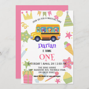 Save The Date Drôle dinosaure Retour à l'école Gâteau de bus Ann