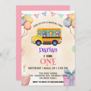 Save The Date Drôle dinosaure Retour à l'école Gâteau de bus Ann