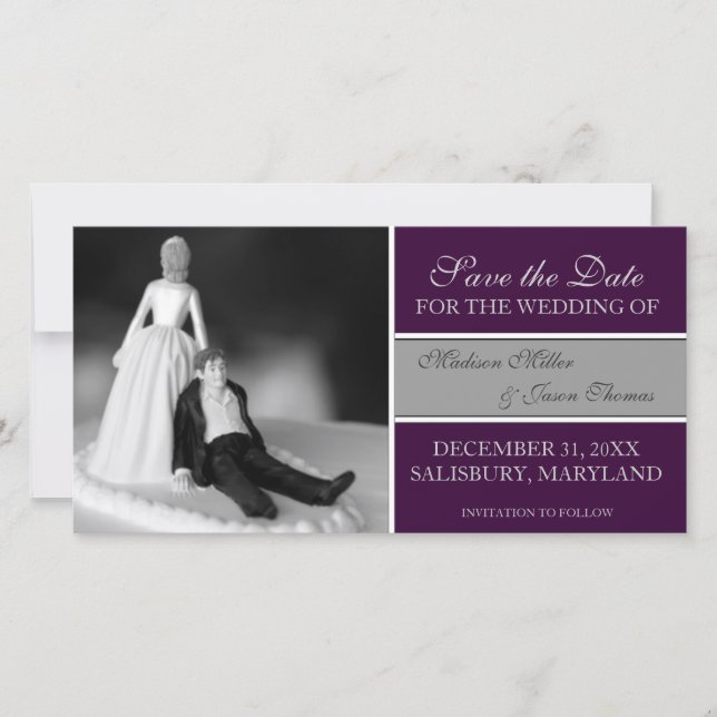 Save The Date Drôle Enregistrer les annonces de date {Purple} (Devant)