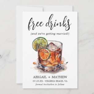 Save The Date Drôle Lime Whiskey Cocktails Boire Photo Mariage