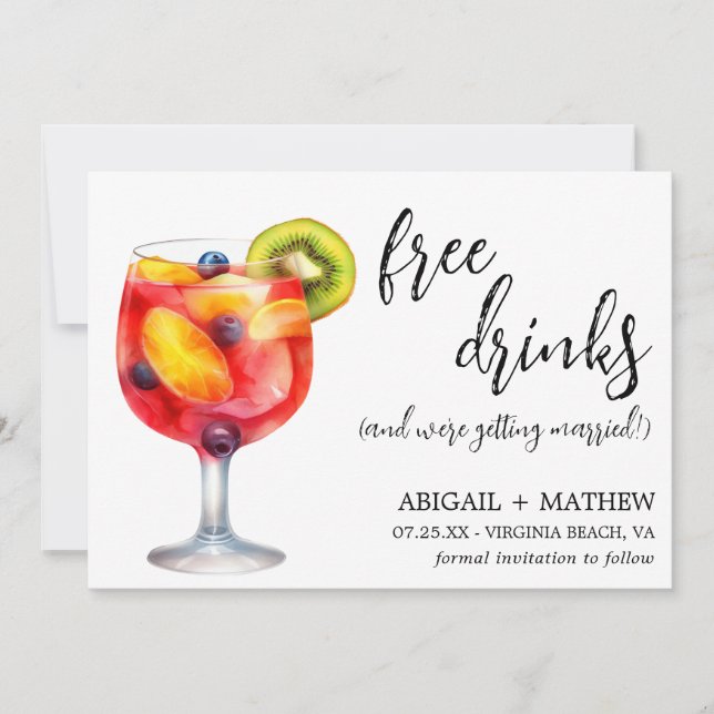 Save The Date Drôle Sangria Cocktail Boire Mariage Photo (Devant)