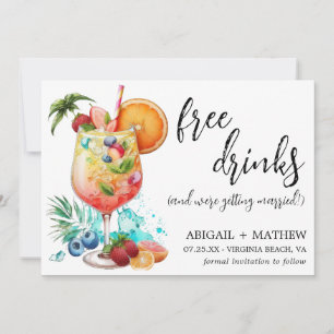 Save The Date Drôle Tropical Drink Cocktail Tendance Mariage pho