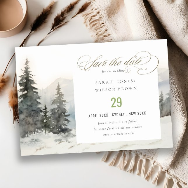 Save The Date Dusky Winter Snow Mountain Mariage paysage (Créateur téléchargé)