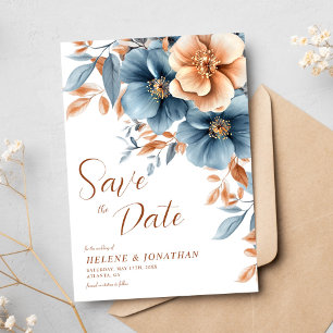 Save The Date Dust Blue Terracotta Garden Mariage élégant