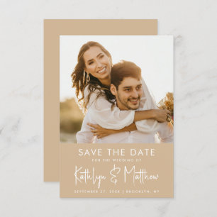 Save The Date Dusty Beige Fun Script moderne Photo Mariage