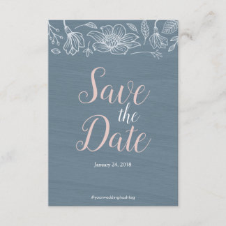 Save The Date Dusty Blue & Blush Flowers Mariage Enregistrer La