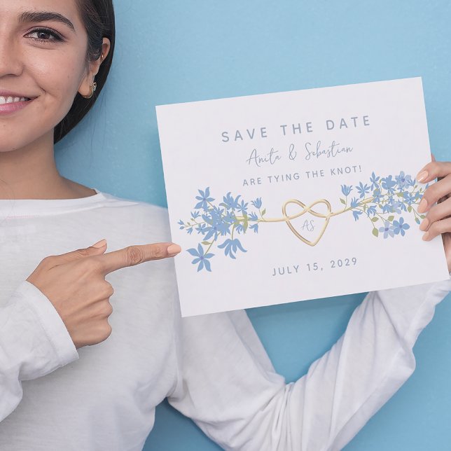Save The Date Dusty Blue Bohemian Floral Mariage (Créateur téléchargé)