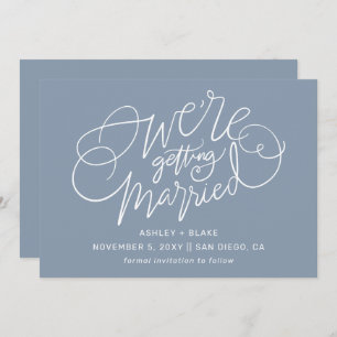 Save The Date Dusty Blue Elegant Simple Calligraphie manuscrite
