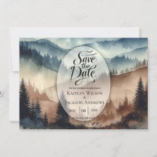 Save The Date Dusty Blue et Mocha Montagnes Brown