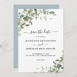 Save The Date Dusty Blue Eucalyptus Mariage Enregistrer la date