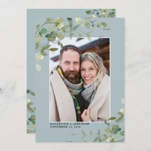 Save The Date Dusty Blue Eucalyptus Mariage Photo Enregistrer la