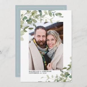 Save The Date Dusty Blue Eucalyptus Mariage Photo Enregistrer la