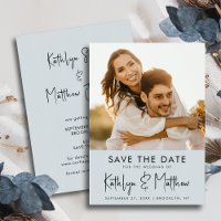 Dusty Blue Fun Script Mariage photo moderne