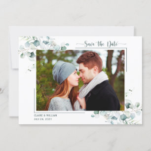Save The Date Dusty Blue Green Feuilles mariage Enregistrer la d