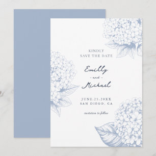 Save The Date Dusty Blue Hydrangea Floral Mariage