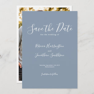 Save The Date Dusty Blue Minimal Wedding Enregistrer La Date
