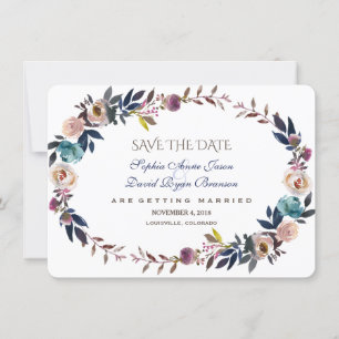 Save The Date Dusty Blue Misty Rose Wreath Enregistrer La Date