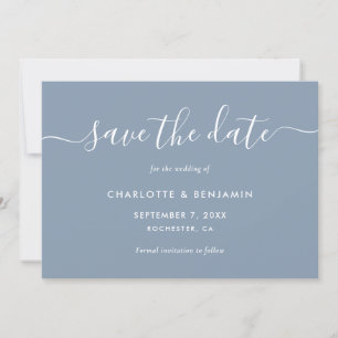 Save The Date Dusty Blue Modern Script Wedding Enregistrer La Da