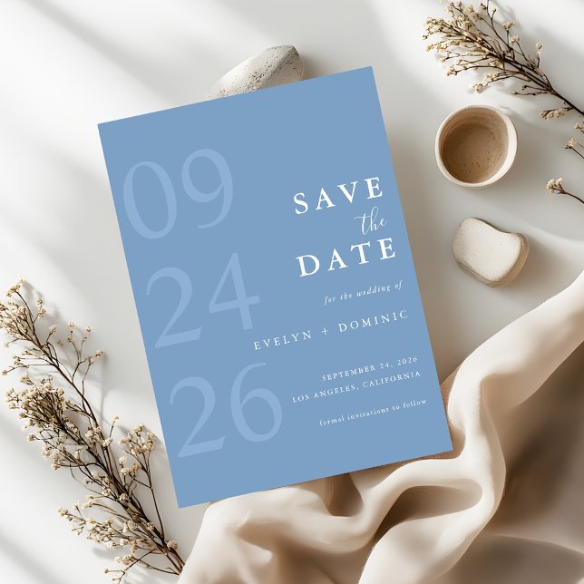 Save The Date Dusty Blue Modern Typography Minimalist Wedding (Créateur téléchargé)