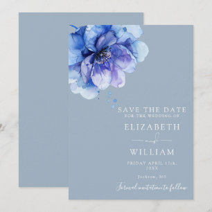 Save The Date Dusty Blue Moderne Aquarelle Mariage Floral