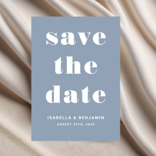 Save The Date Dusty Blue Moderne Mariage de typographie