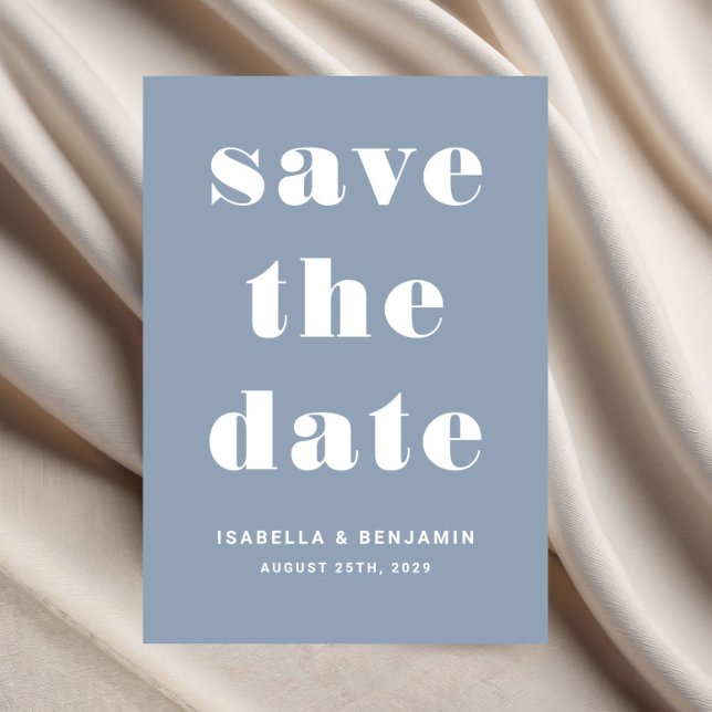 Save The Date Dusty Blue Moderne Mariage de typographie (Dusty Blue Modern Typography Wedding Save The Date)