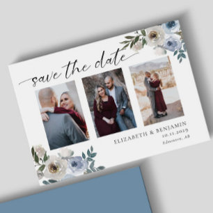 Save The Date Dusty Blue Photo Wedding Enregistrer la date Elega