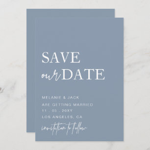 Save The Date Dusty Blue Simple Calligraphie Enregistrer La Date