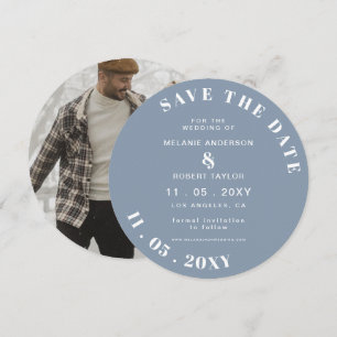 Save The Date Dusty Blue Simple Photo Enregistrer La Date