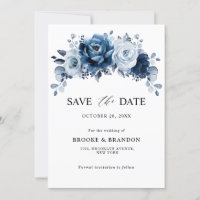 Dusty Blue Slate Navy Floral Botanal Mariage